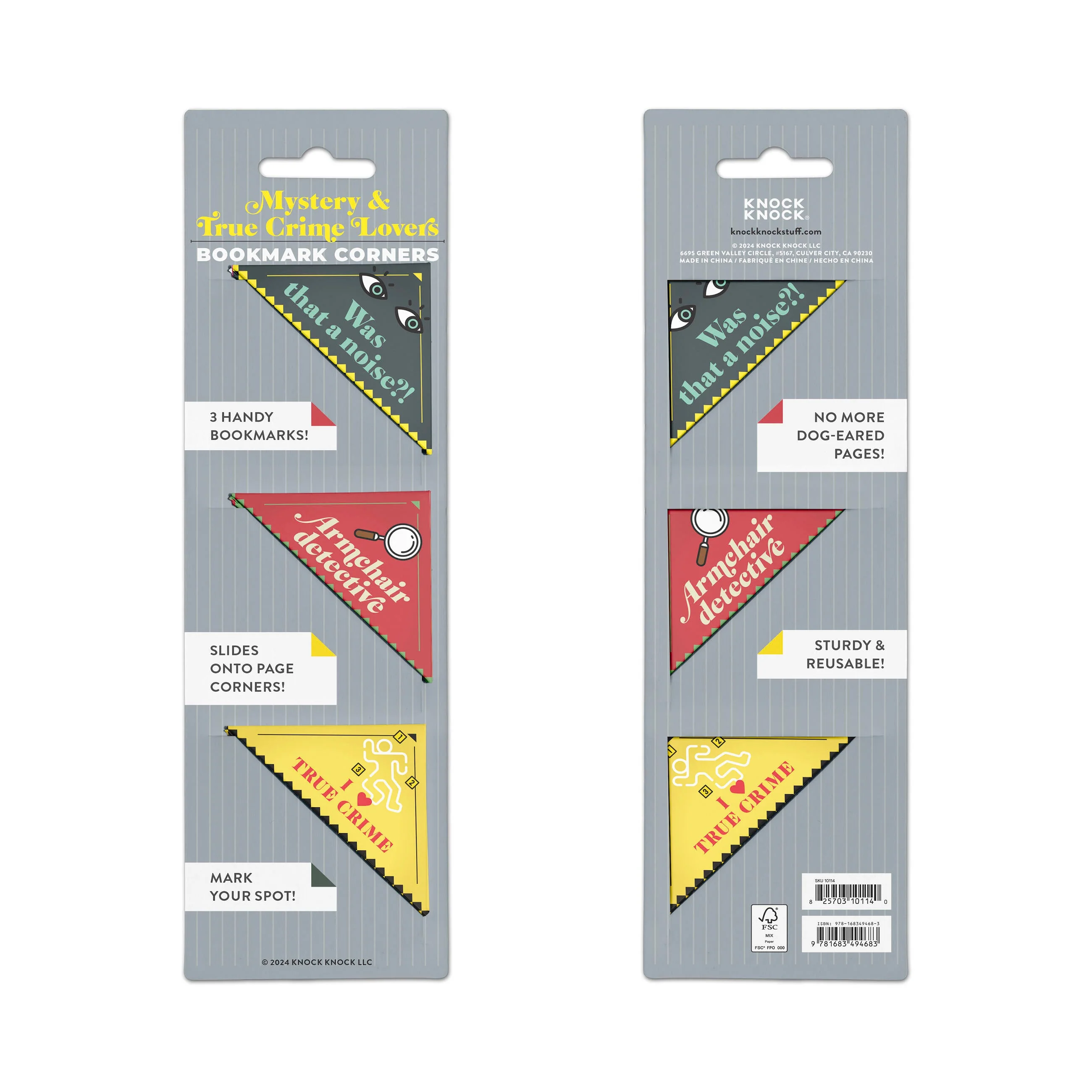 Mystery & True Crime Lovers Bookmark Corners, Set of 3 Unique Cardstock Bookmarks - Image 3